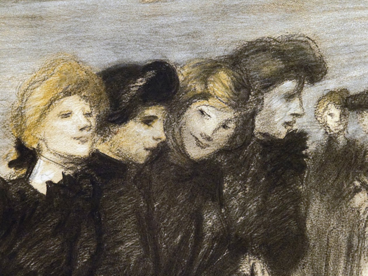 Midinetternas utgång (detalj) (före 1907). Theophile Alexandre Steinlen (1859-1923). Kol och pastell på papper. Musee des Beaux-Arts de la Ville de Paris, PeuPalais. av Théophile Alexandre Steinlen