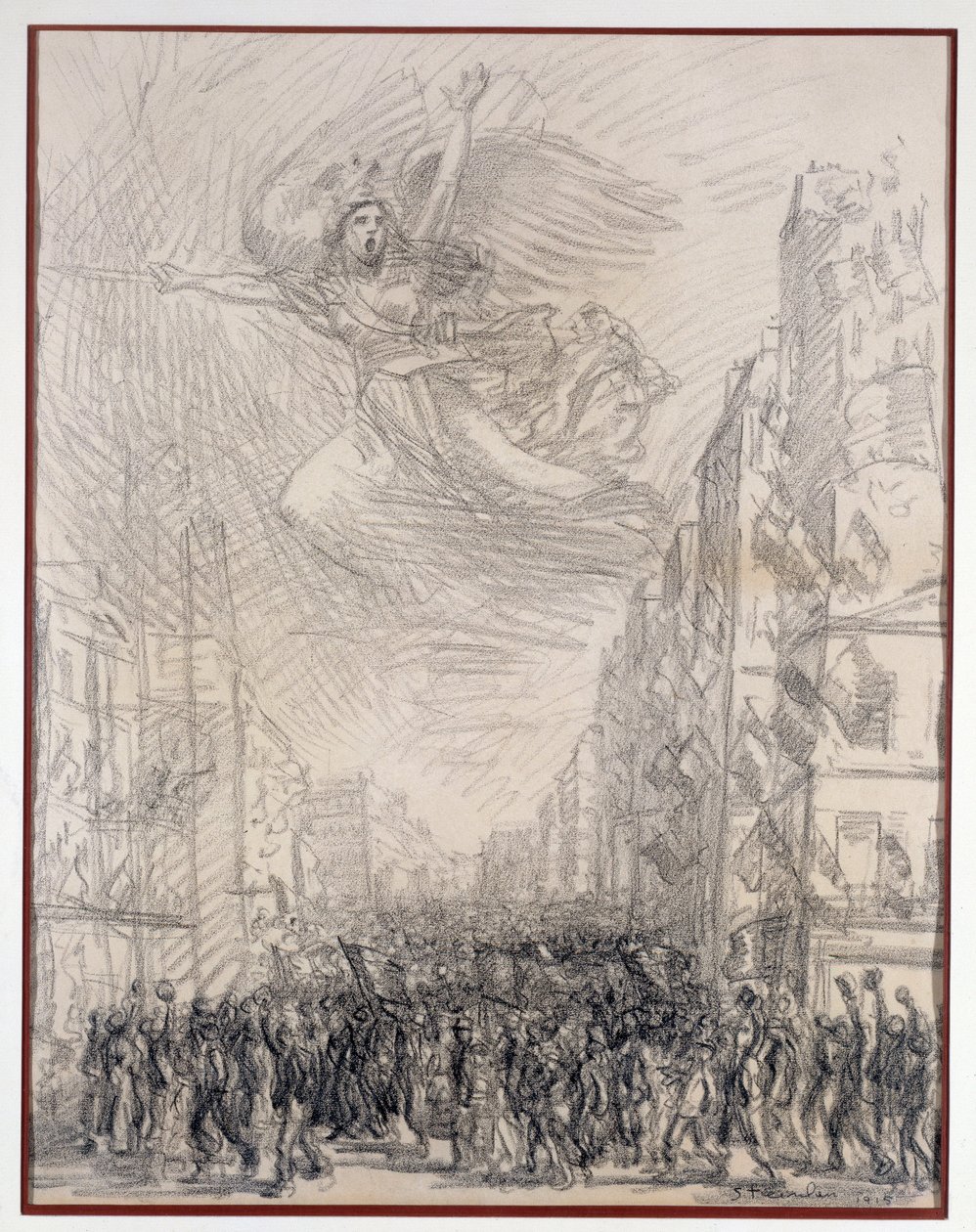 Victory eller Marseillaise Allegorie. Teckning av Theophile Alexandre Steinlen (1859-1923) 1915 Paris. B.N. av Théophile Alexandre Steinlen