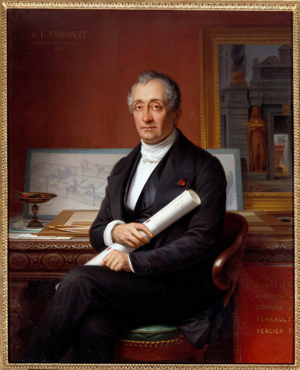 Porträtt av Louis Tullius Visconti (1791-1853) arkitekt Målning av Theophile Vauchelet (1802-1873) av Theophile Auguste Vauchelet