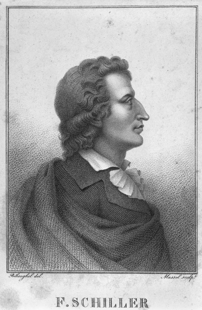 Friedrich Schiller (1759-1805) graverad av Massol (d.1831) (gravyr) (bw foto) av Theophile Behaeghel
