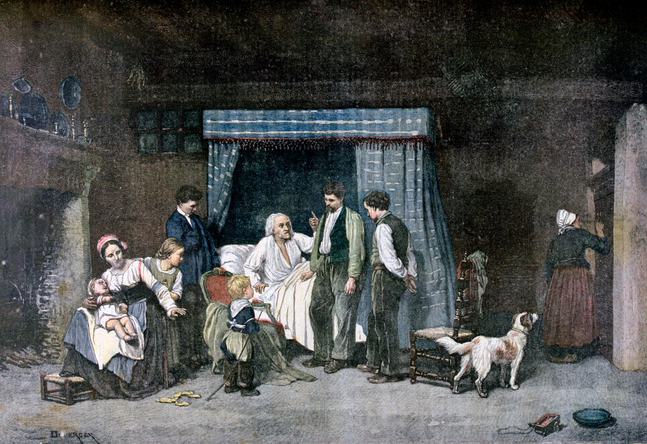 Arbetaren och hans barn, 1892 av Theophile Emmanuel Duverger