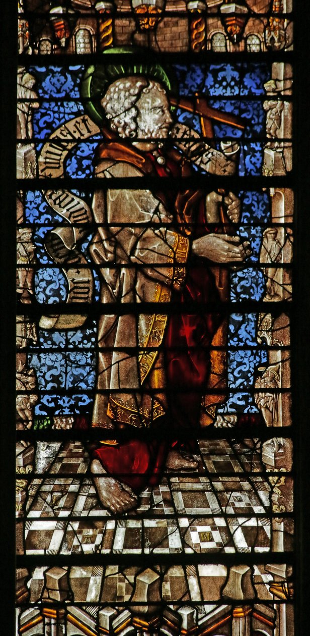 Fönster föreställande aposteln Sankt Filip med trosbekännelserulle, 1504 (målat glas) av Thiebaut de Lixheim