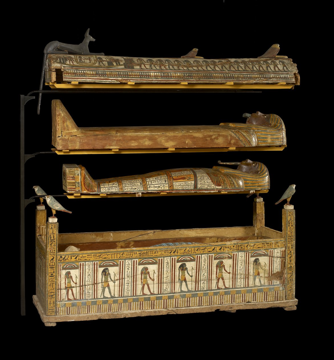 Djeddjehutefankh, komplett mumie i innerkista av trä och ben av Third Intermediate Period Egyptian