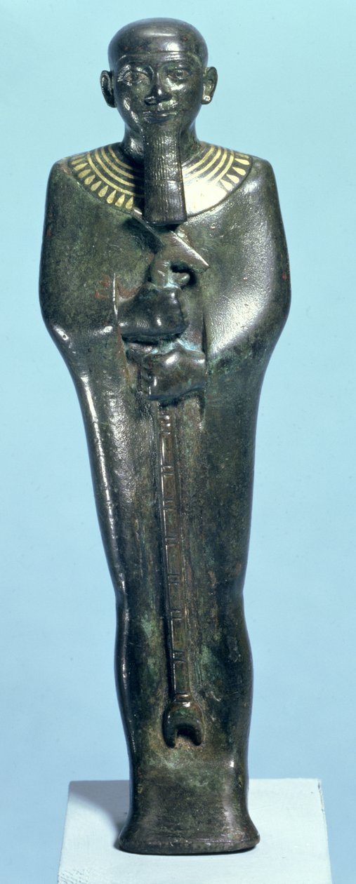Statyett av guden Ptah (kopparlegering inlagd med guld) av Third Intermediate Period Egyptian