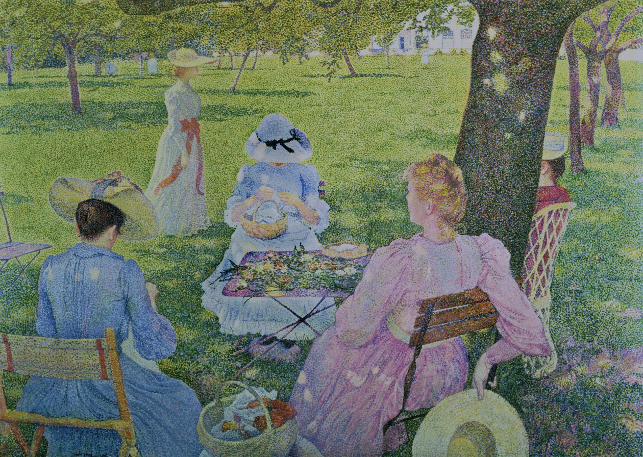 Familia katika Bustani, 1890 swed av Théo van Rysselberghe