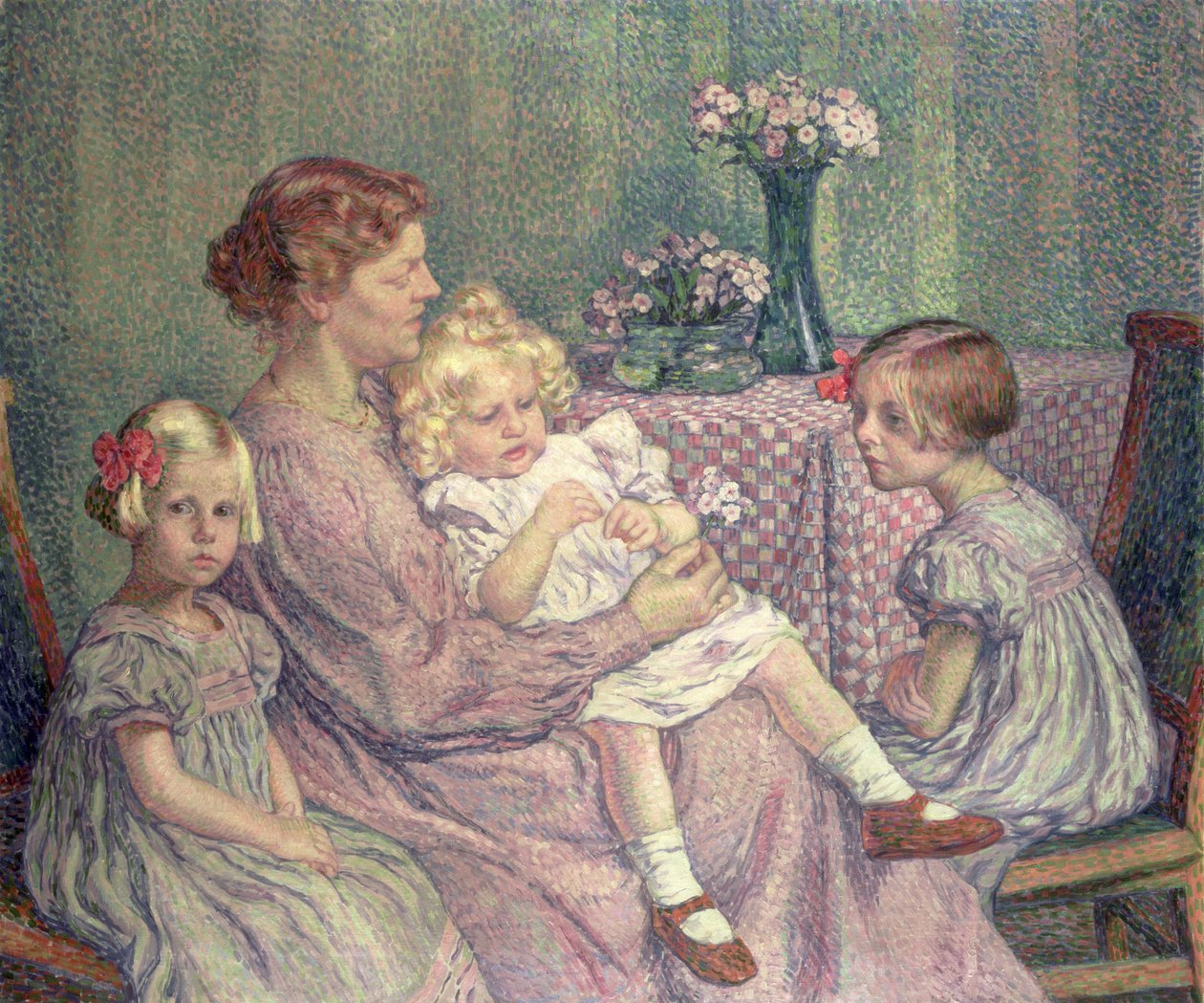 Madame van de Velde och hennes barn, 1903 av Théo van Rysselberghe