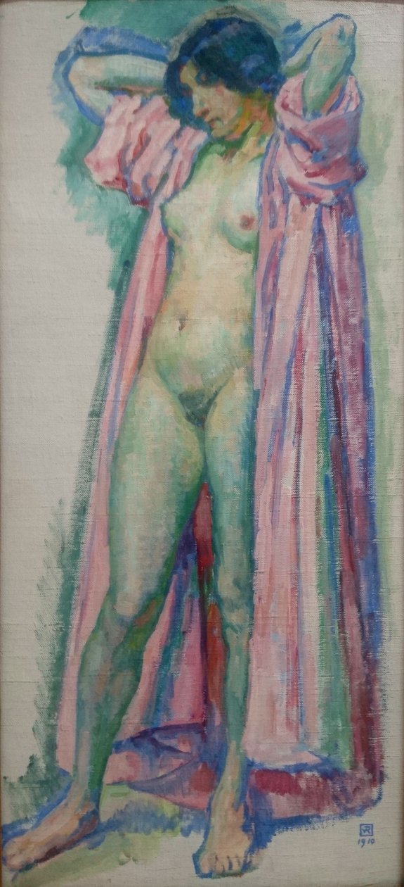 Kvinna i rosa morgonrock av Théo van Rysselberghe