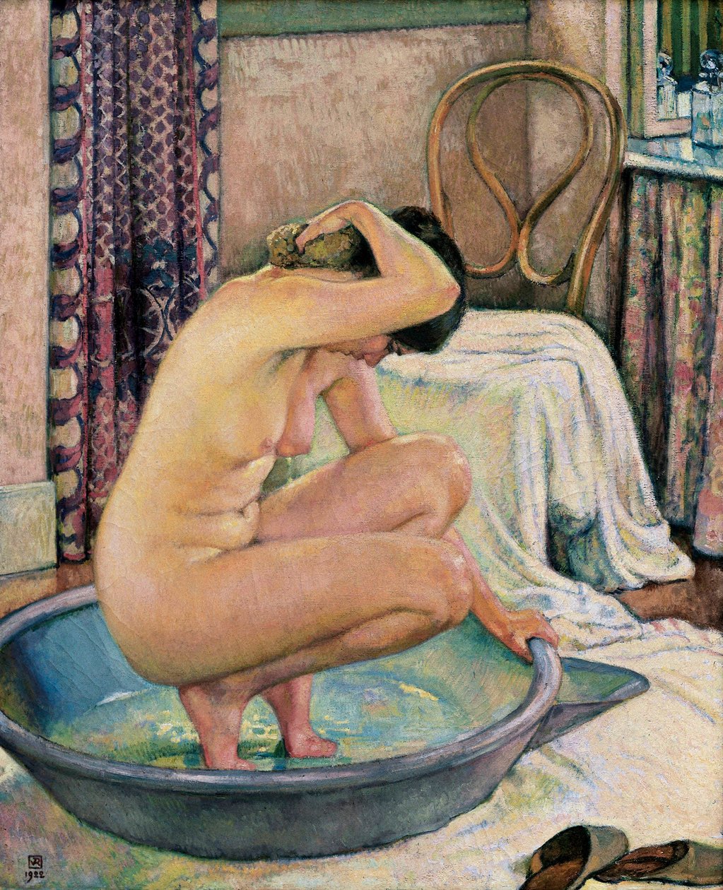 "Naken i en bassäng" av Théo van Rysselberghe