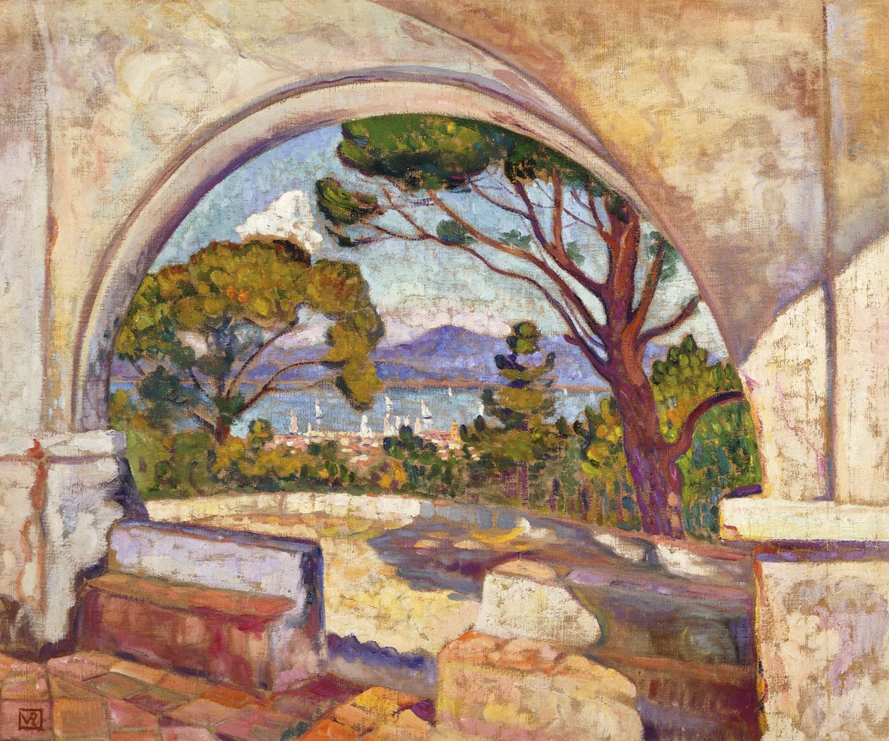 Saint Tropez, utsikt över St Chapel, c.1920 av Théo van Rysselberghe