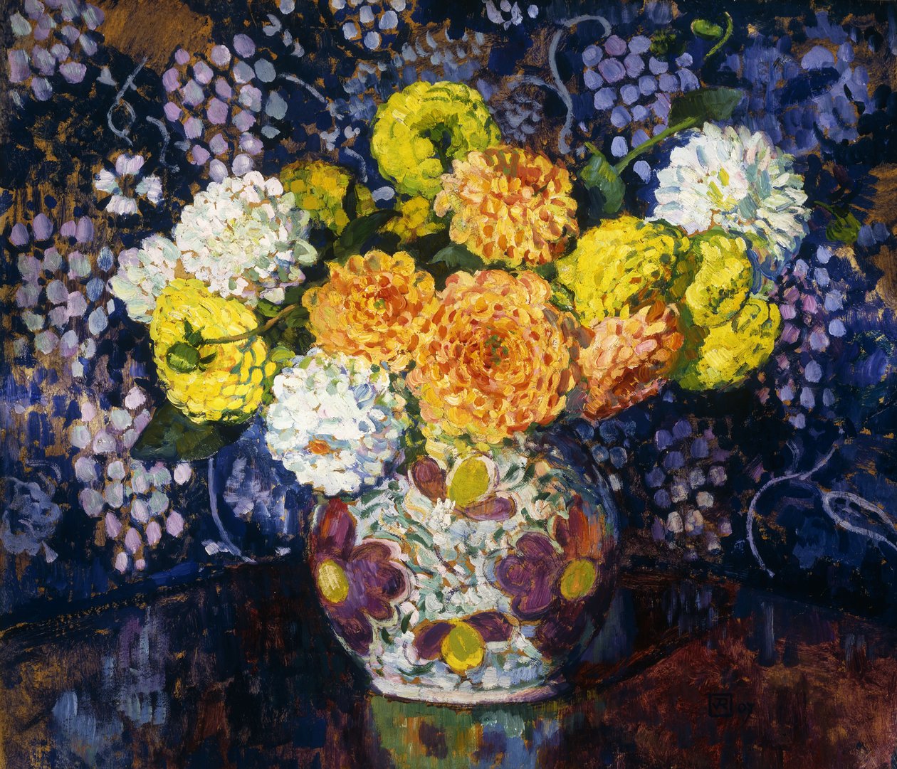 Vas med blommor; Vas med blommor, 1907 av Théo van Rysselberghe