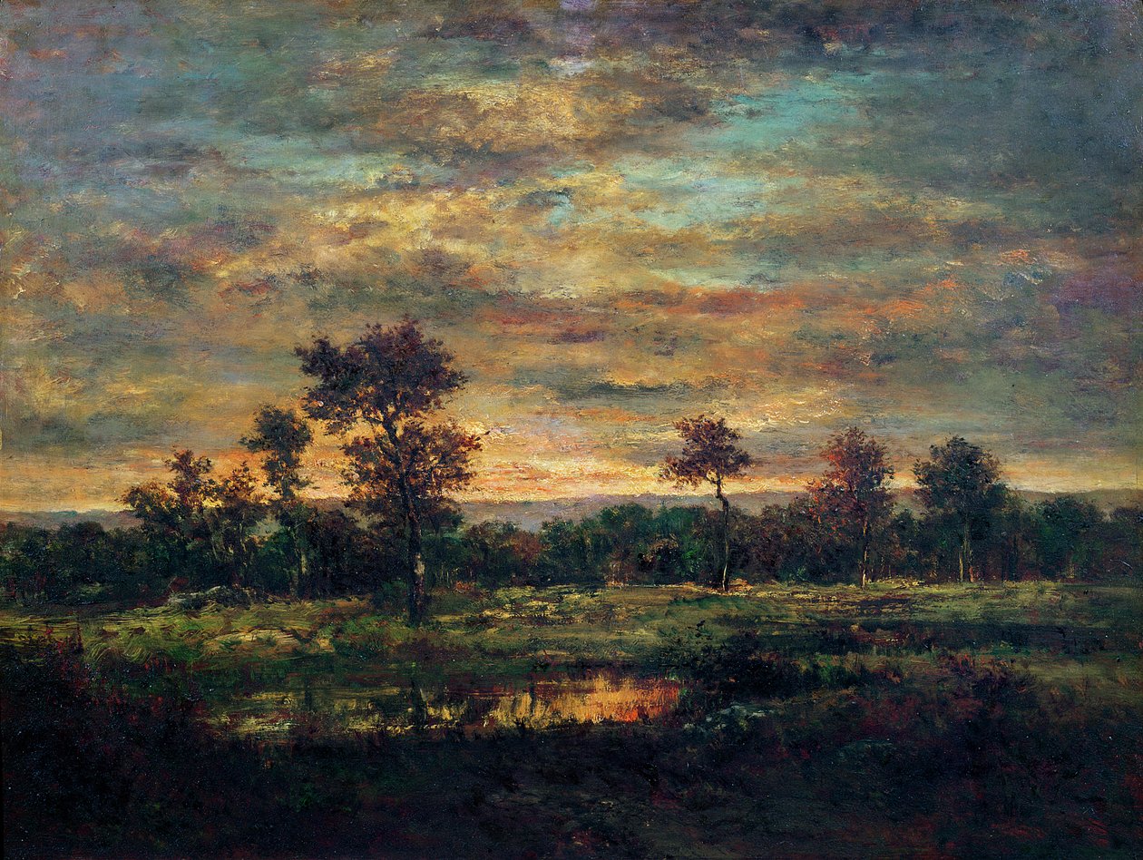 Damm vid kanten av en skog av Pierre Etienne Theodore Rousseau
