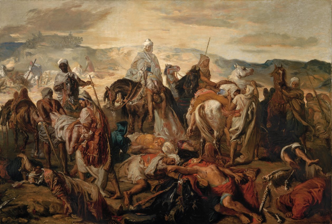 Arabiska ryttare som bär bort sina döda av Théodore Chassériau