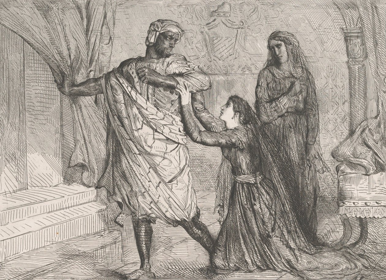 Borta!: plåt 7 från Othello Act 3, Scene 4, etsad 1844, omtryckt 1900. av Théodore Chassériau