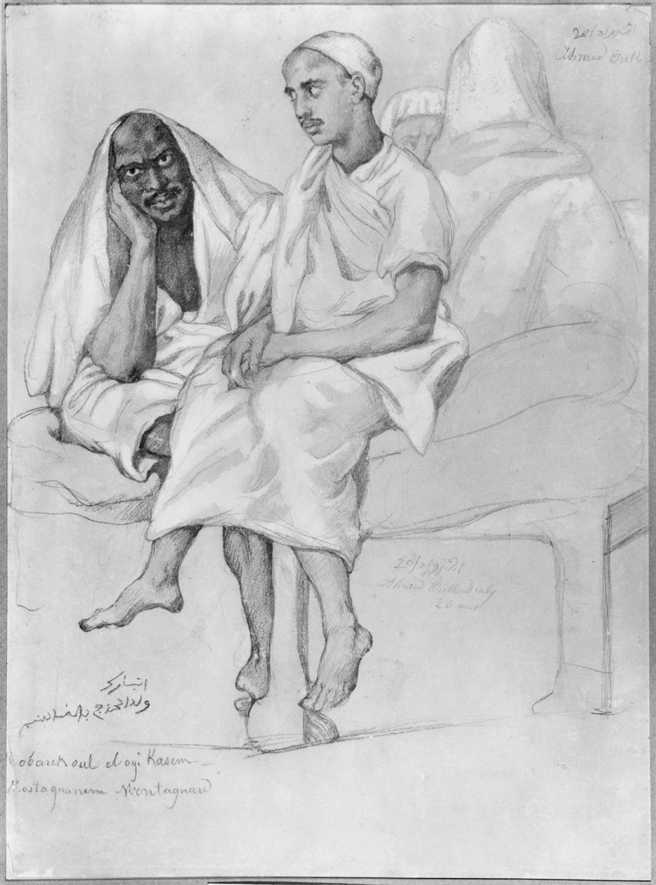 Black and Arab från Mostaganem (penna och gouache på papper) av Théodore Chassériau