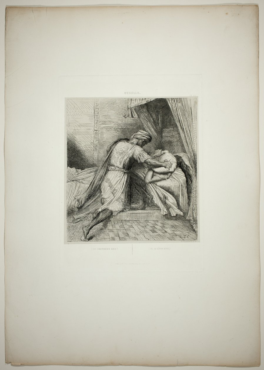 He Smothers Her, plansch tretton ur Othello av Théodore Chassériau