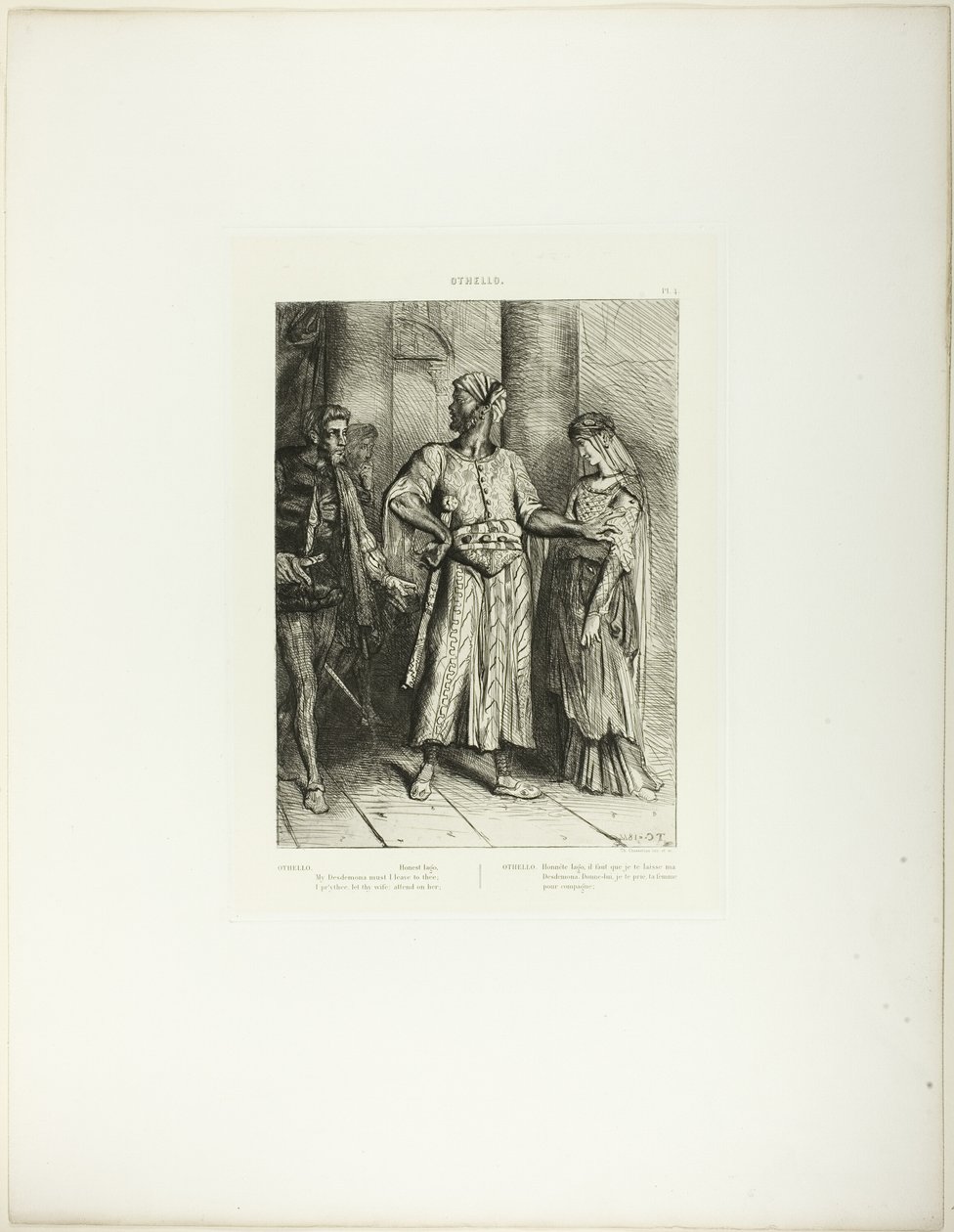 Honest Iago, Desdemona Must I Leave to Thee, plattan 4 (akt 1, scen 3), från Othello av Théodore Chassériau