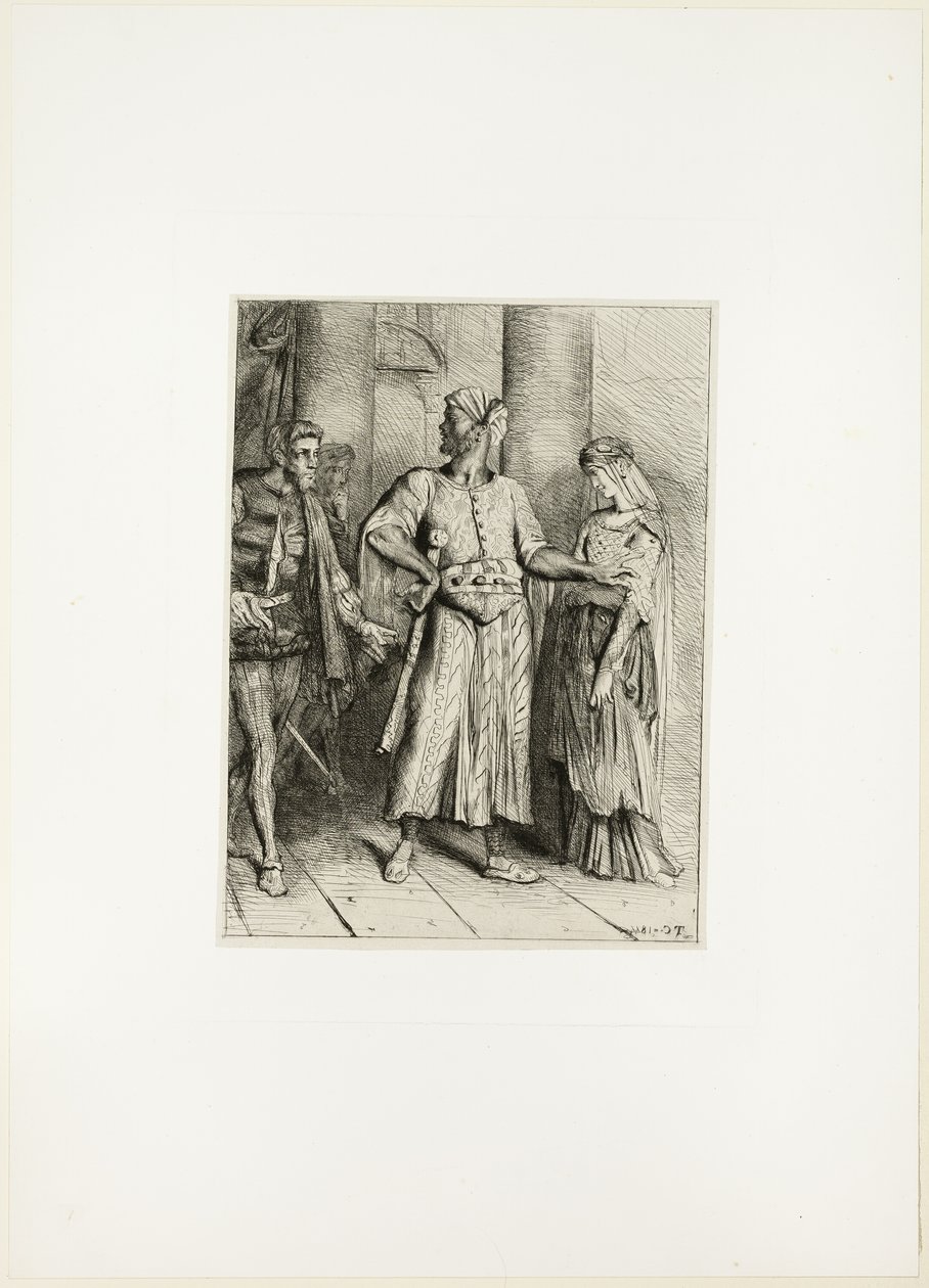 Ärlig Iago, min Desdemona måste jag lämna till dig, tallrik fyra från Othello av Théodore Chassériau