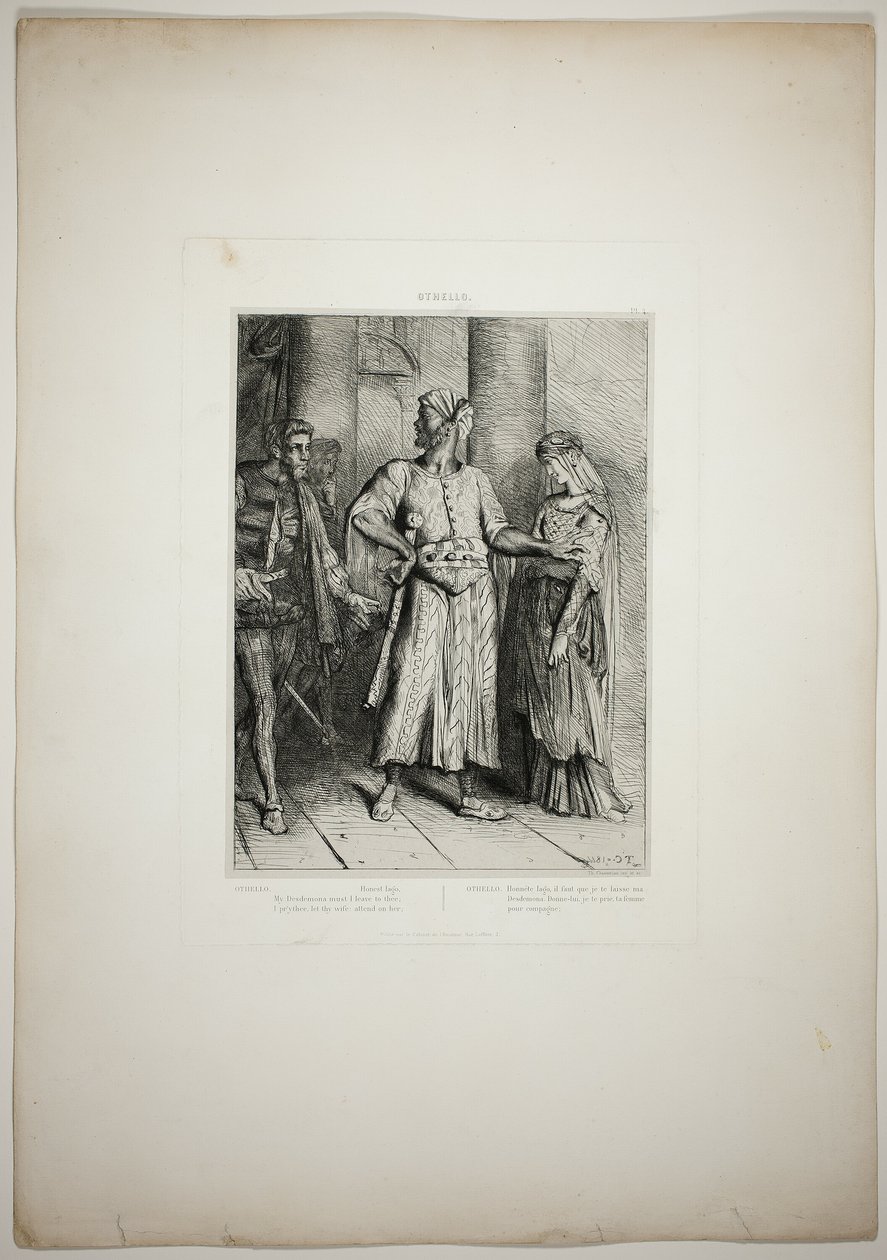 Ärliga Iago, min Desdemona måste jag lämna till dig, plansch fyra ur Othello av Théodore Chassériau
