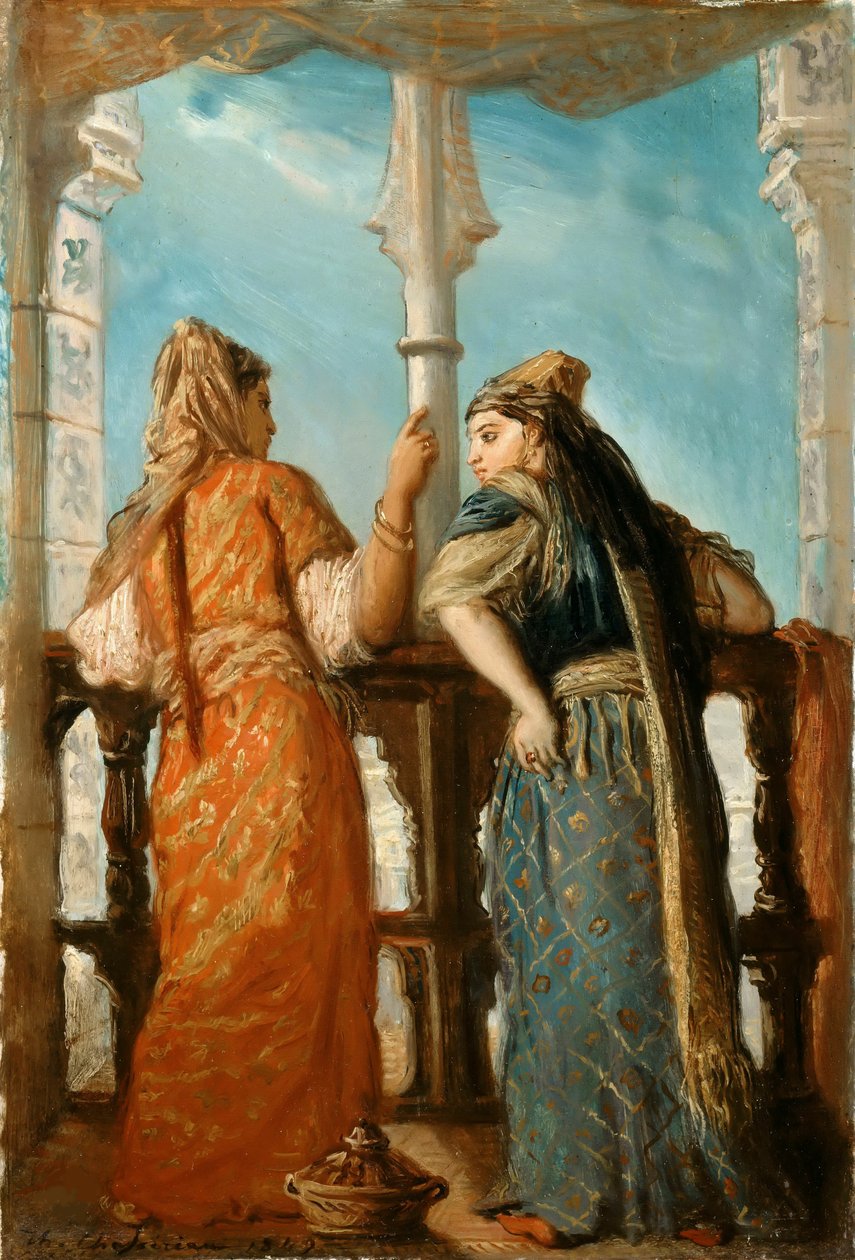Judiska kvinnor på balkongen, Alger, 1849. av Théodore Chassériau