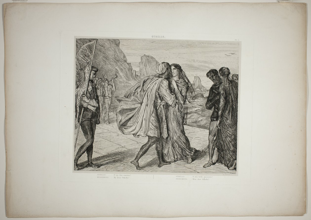 O min sköna krigare!, platta fem från Othello av Théodore Chassériau