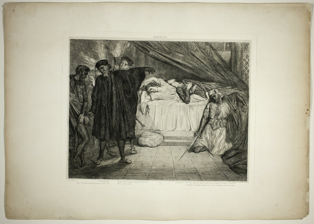 O spartansk hund, tallrik femton från Othello av Théodore Chassériau