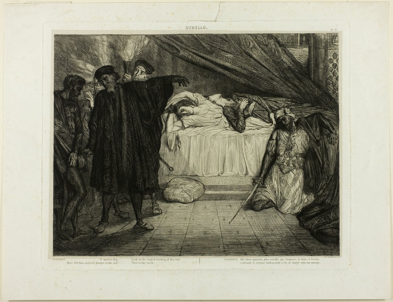 O spartansk hund, tallrik femton från Othello av Théodore Chassériau