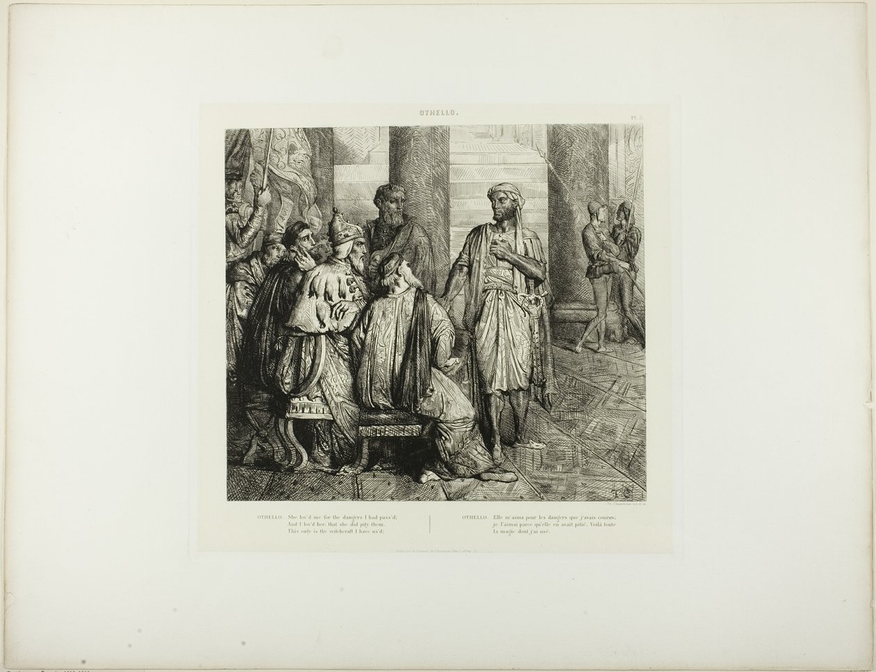 She Lov’d Me for the Dangers I Had Pass’d, plattan 3 (akt 1, scen 3) från Othello, av Théodore Chassériau