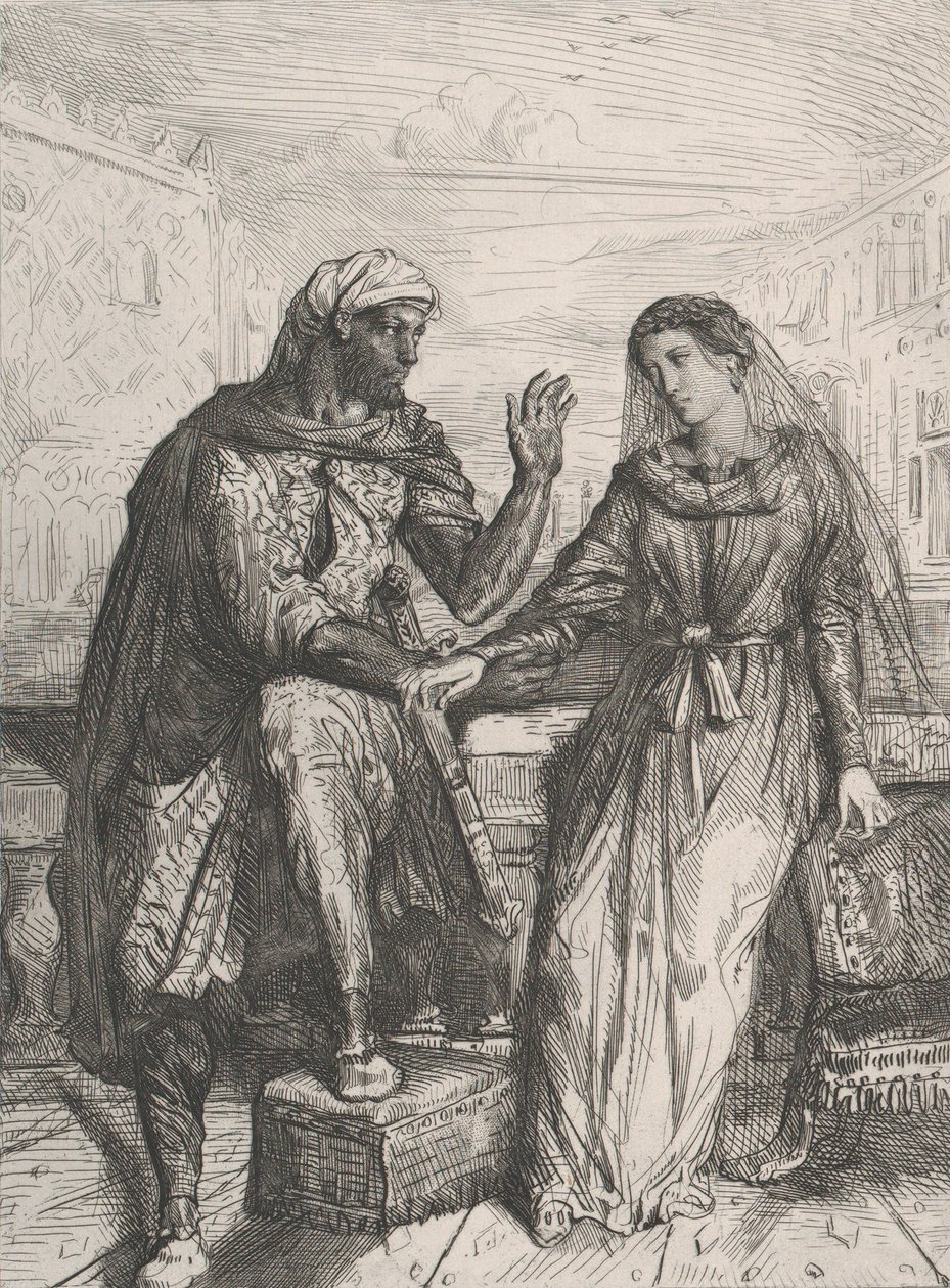 Hon tackade mig: tavla 2 från Othello Act 1, Scene 3, 1844. av Théodore Chassériau