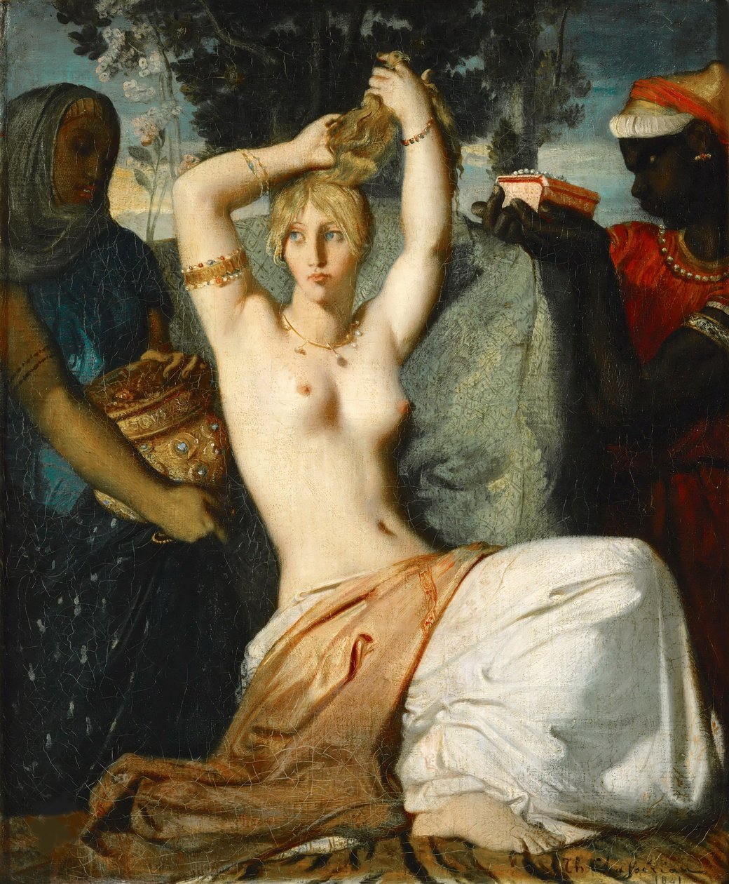 Ester Esthers toalett förbereder sig för att presenteras för kung Ahasveros, 1841. av Théodore Chassériau