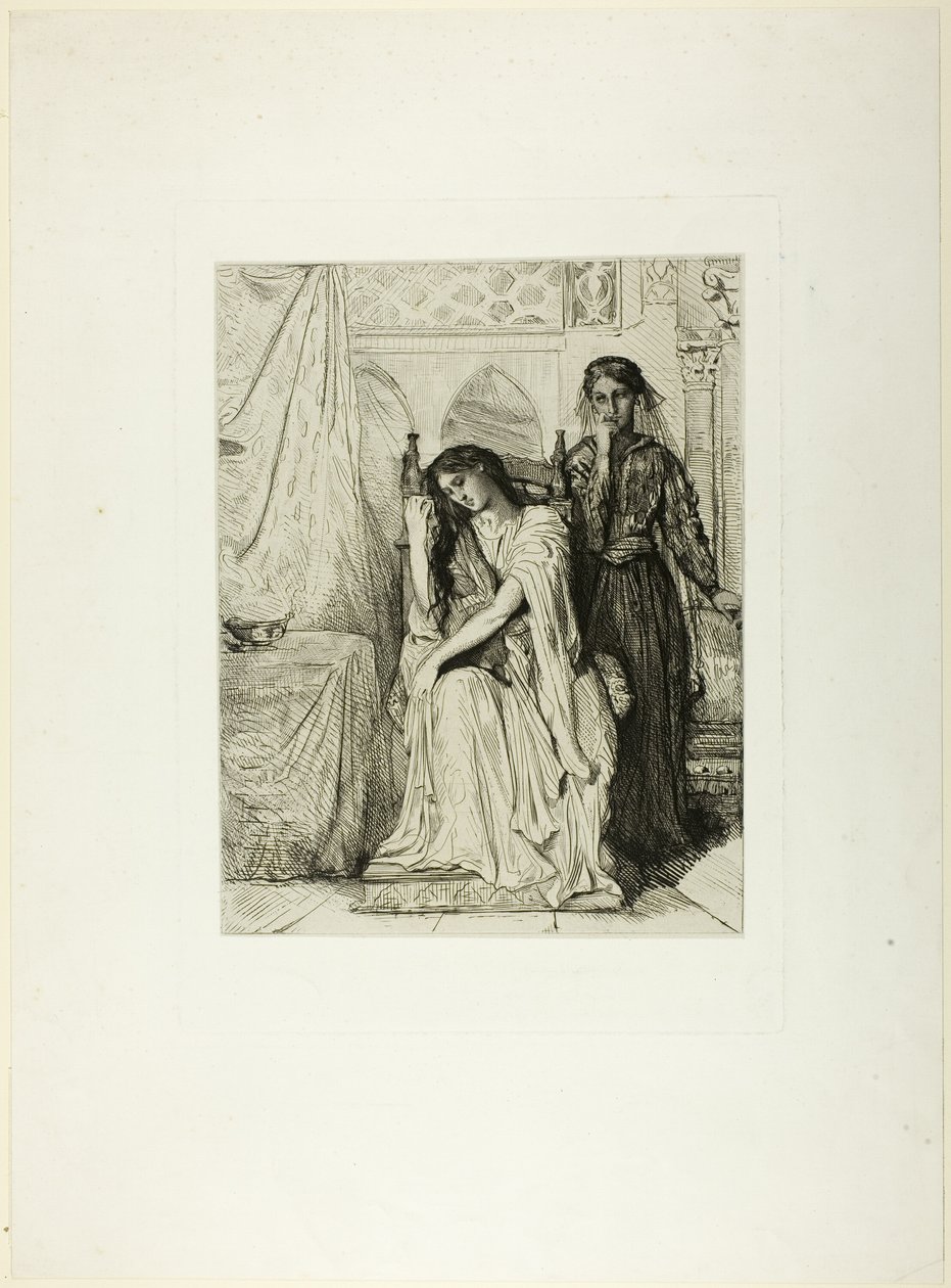 The Willow Song, tallrik nio från Othello av Théodore Chassériau