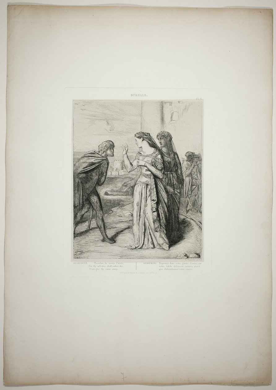 Var därför glad, Cassio, plansch sex från Othello av Théodore Chassériau