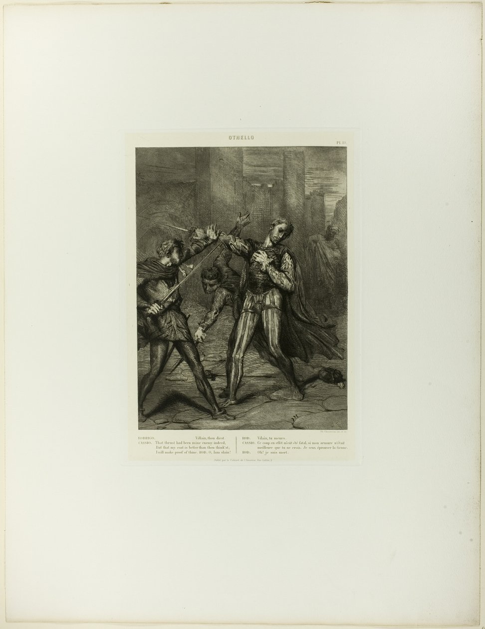 Villain, Thou Diest, tallrik tio från Othello av Théodore Chassériau