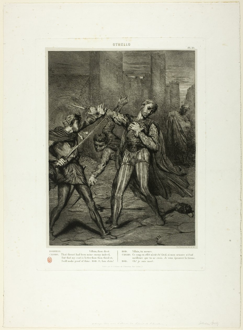 Villain, Thou Diest, tallrik tio från Othello av Théodore Chassériau