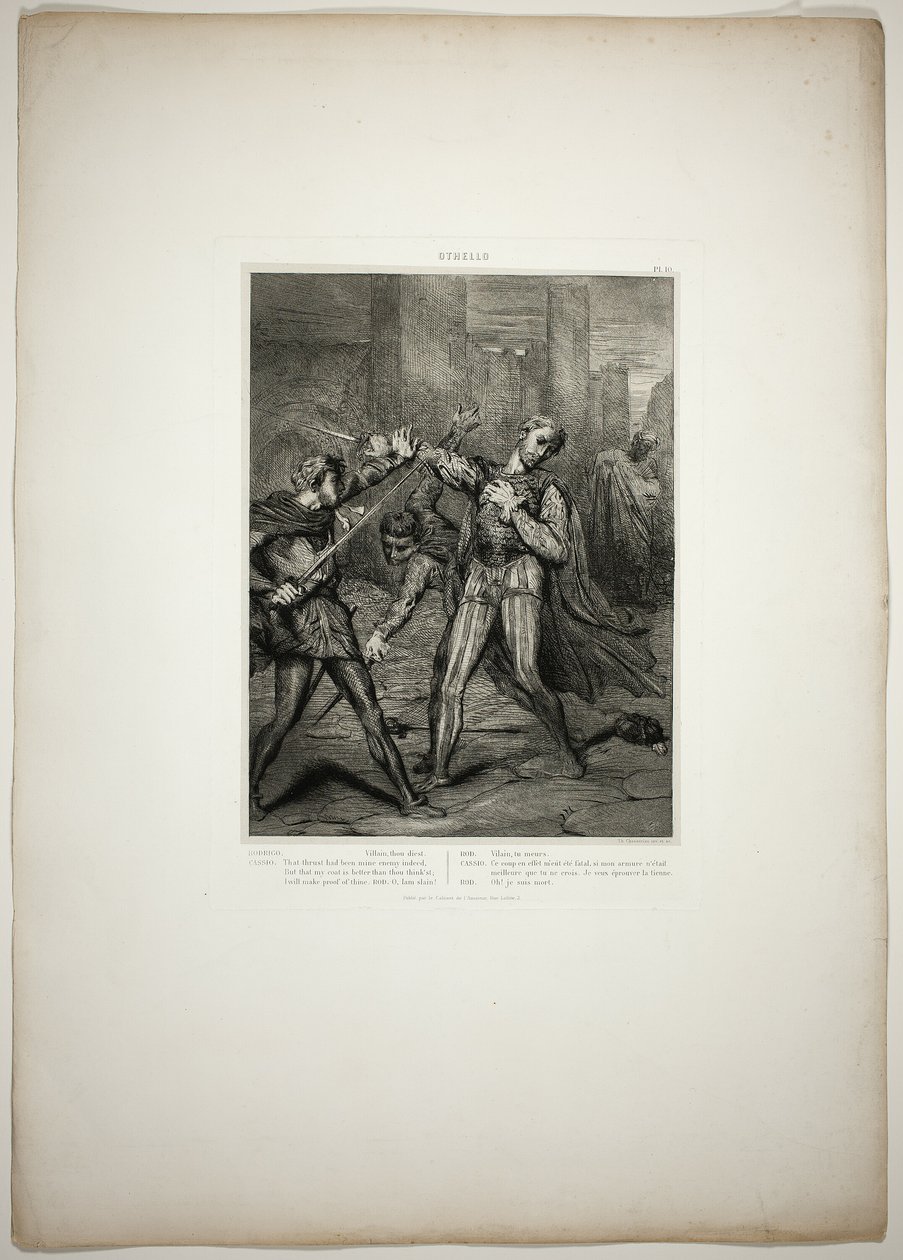 Villain, Thou Diest, plansch tio från Othello av Théodore Chassériau