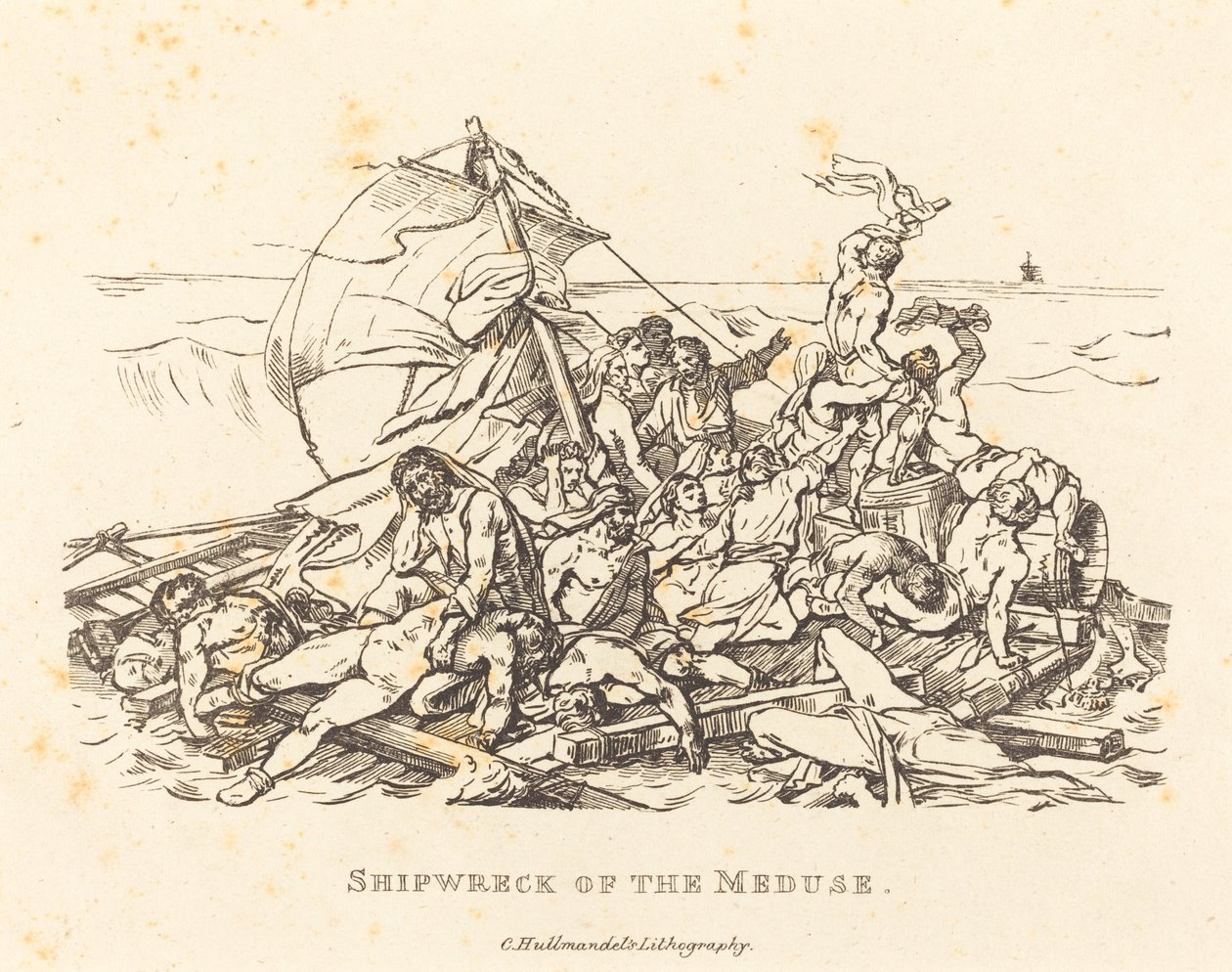 Meduses skeppsbrott av Théodore Gericault and Nicolas Toussaint Charlet