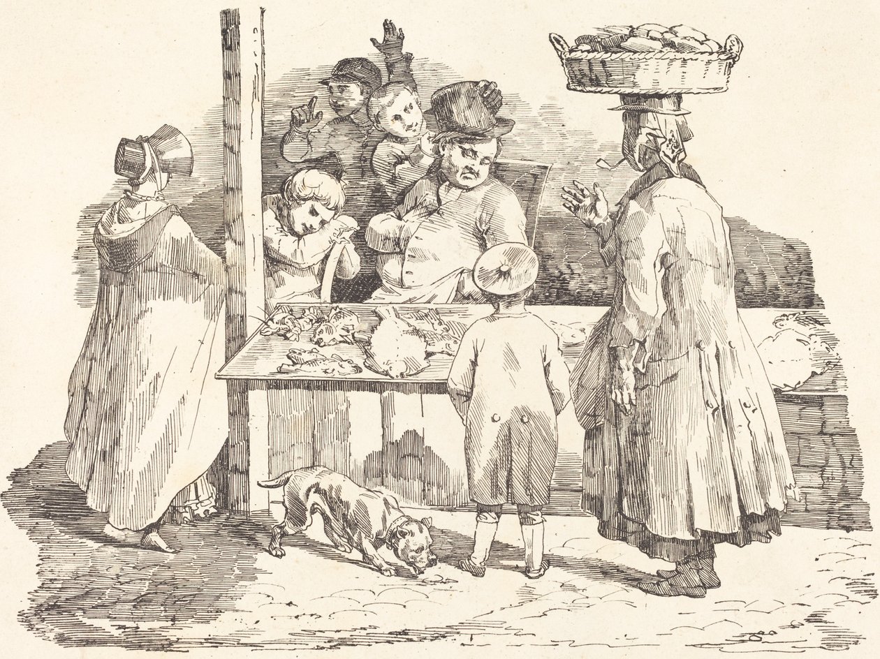 Den slumrande fiskhandlaren av Théodore Gericault and Nicolas Toussaint Charlet