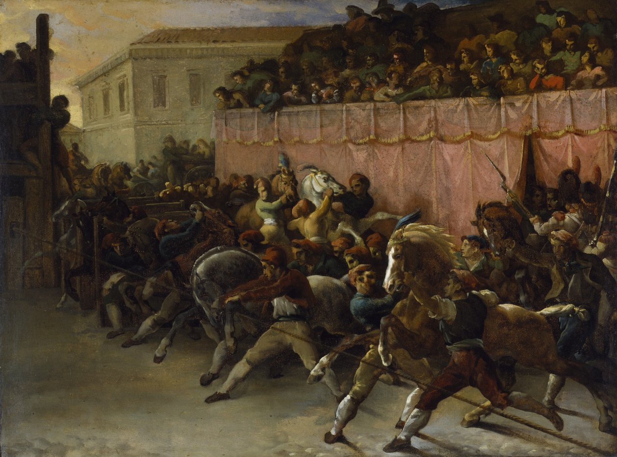 Géricault - Ryttarlösa kapplöpare i Rom, 1817 av Theodore Gericault