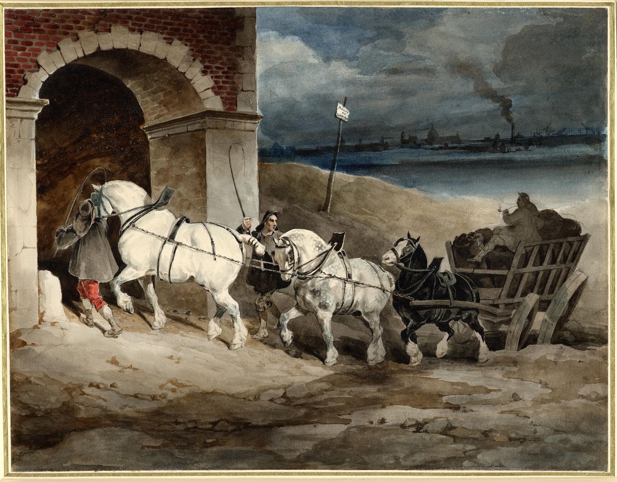 Géricault - Kolvagnen, eller Le Chariot, Route de Londres, ca 1821, 1968,0210.28 av Theodore Gericault