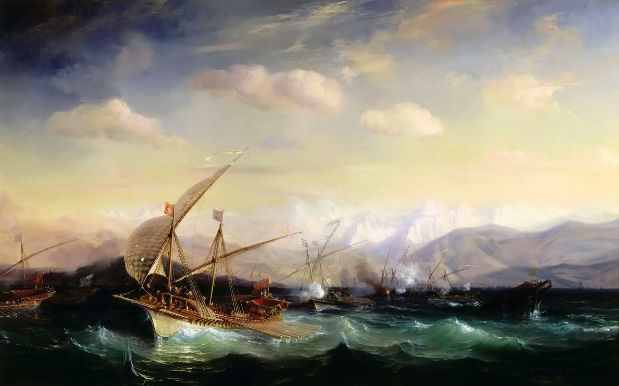 Andrea Doria skingrade den spanska flottan före Var-mynningen 1524 av Jean Antoine Theodore Gudin