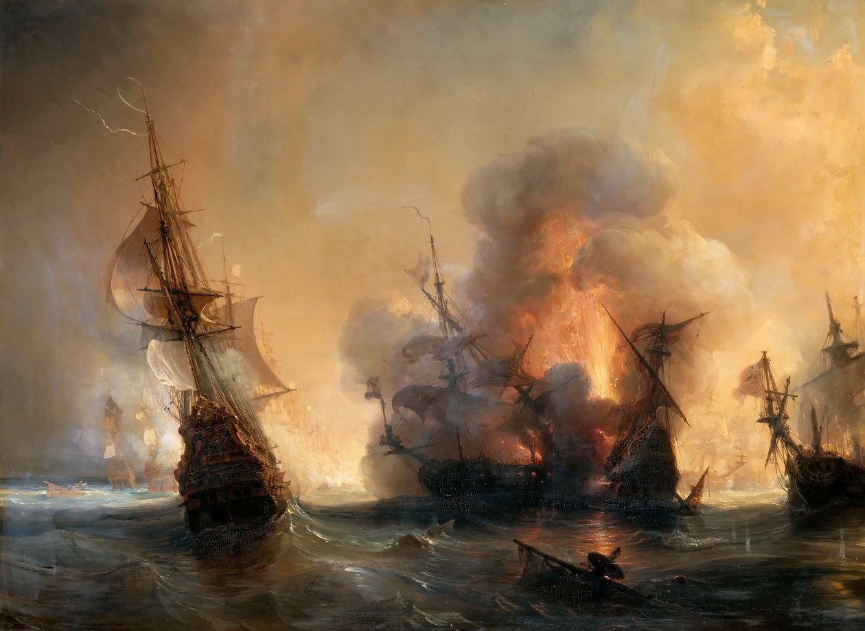Sjöslaget vid Lagos den 27 juni 1693 av Jean Antoine Theodore Gudin