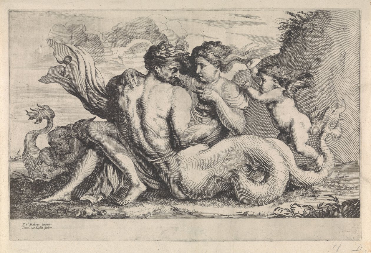 Siren och triton Mytologiska figurer (serietitel) av Théodorus van Kessel