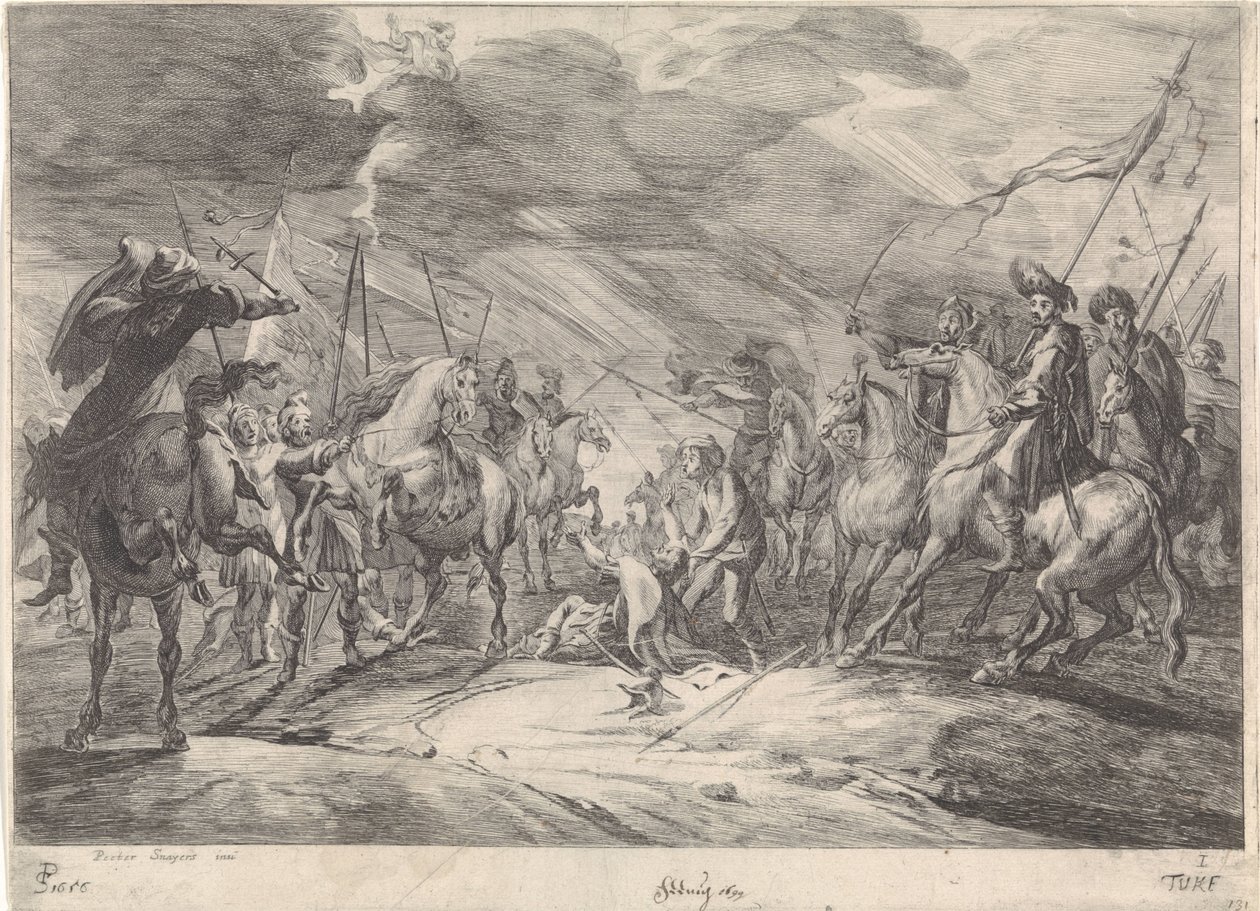 Slagfältsscen Cavalry Combat (serietitel) av Théodorus van Kessel