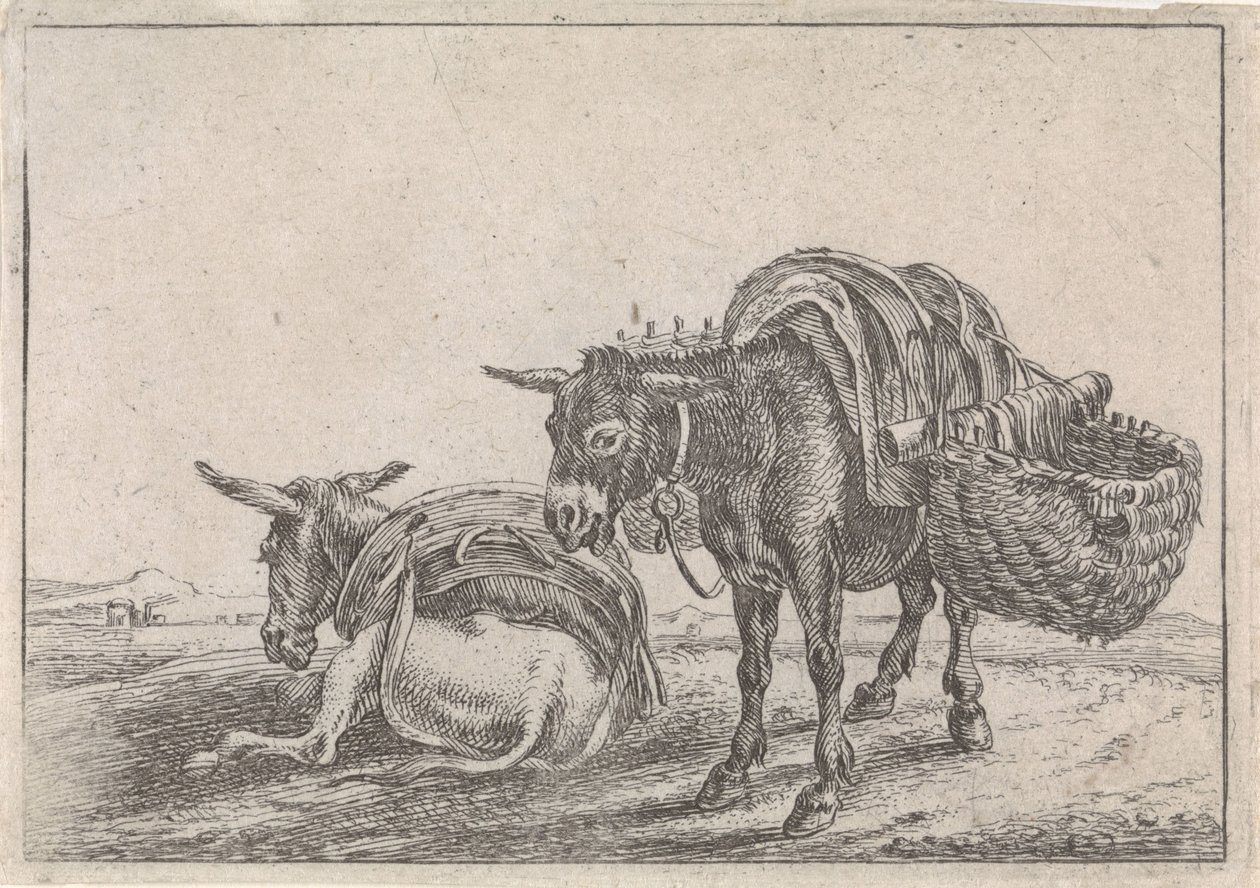 Två mulor av Théodorus van Kessel