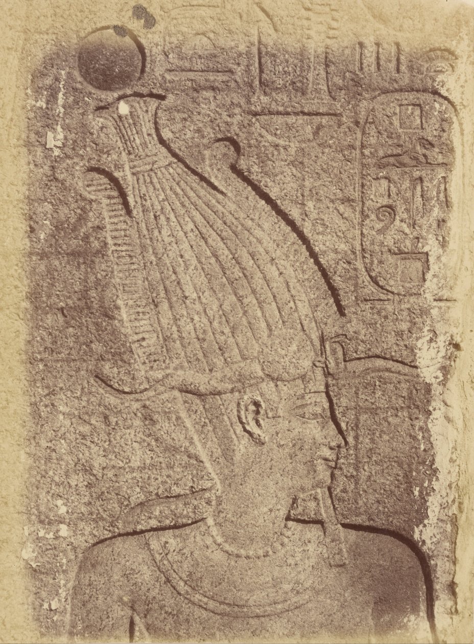 (Närbild av en skulptur (profil av ett huvud), Karnak) av Théodule Devéria