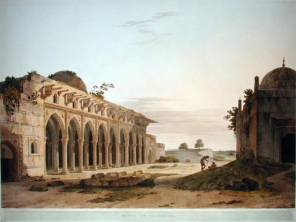 Ruins at Cannouge, publicerad 1802 av Thomas und William Daniell