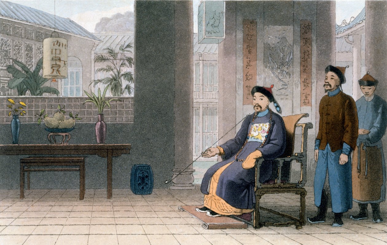 Kinesisk rang, 1810 (färgad akvatint) av Thomas und William Daniell