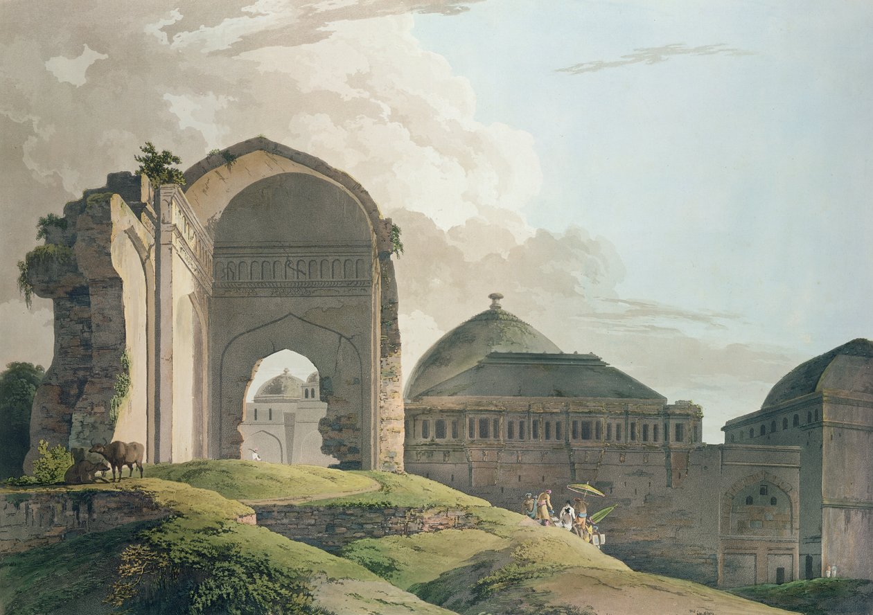 Ruinerna av palatset i Madurai, 1798 av Thomas und William Daniell