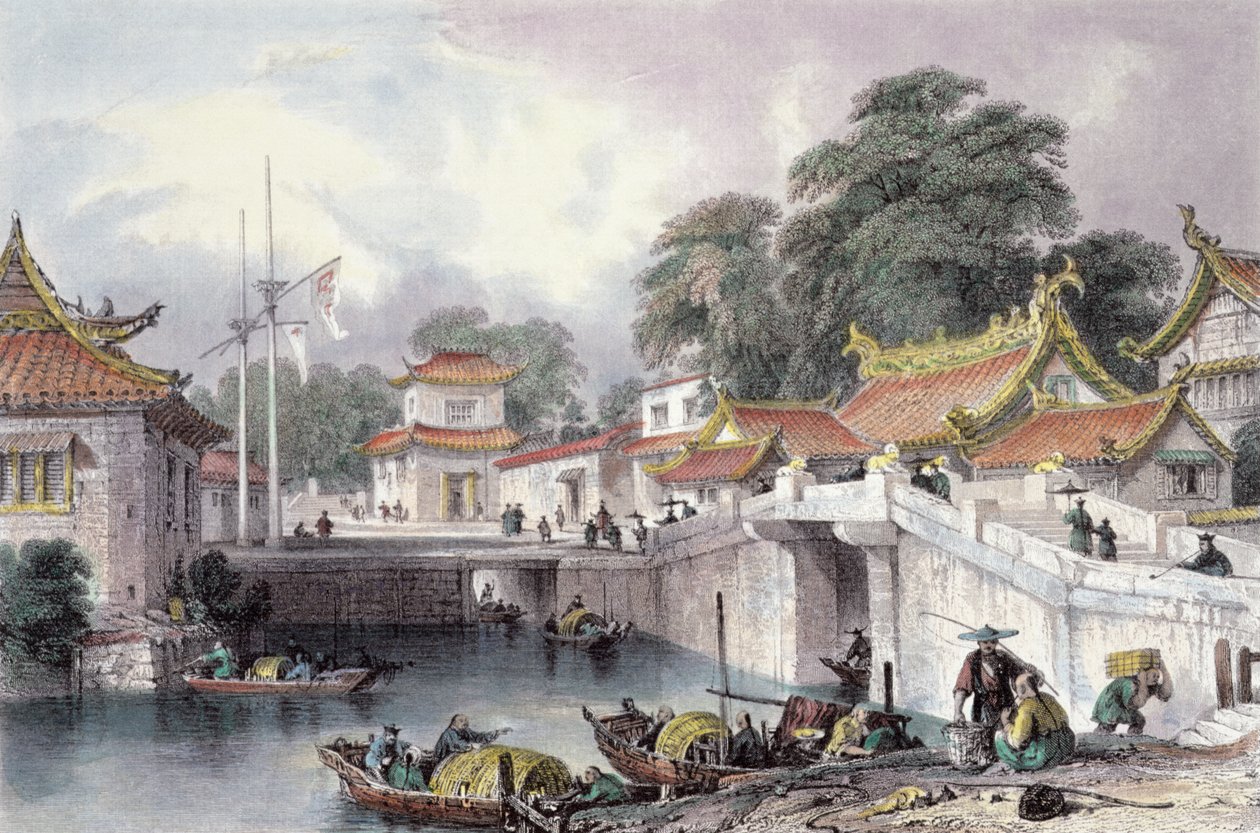 Forntida bro över floden vid Chapro, c.1850 av Thomas Allom