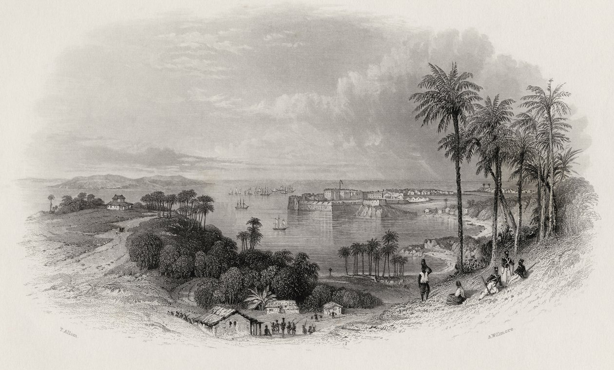 Bombay Indien, graverad av A. Willmore (1814-88) av Thomas Allom