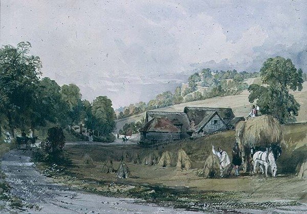 Höslagning i Ashurst, Surrey av Thomas Allom